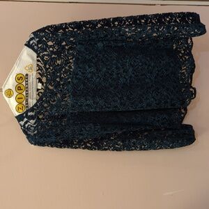 Sundance teal velvet lace blouse